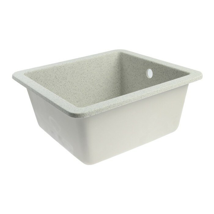 Мойка для кухни из камня ZEIN 27/Q10, 463х433 мм, прямоугольная, перелив, цвет светло-серый - фотография № 2