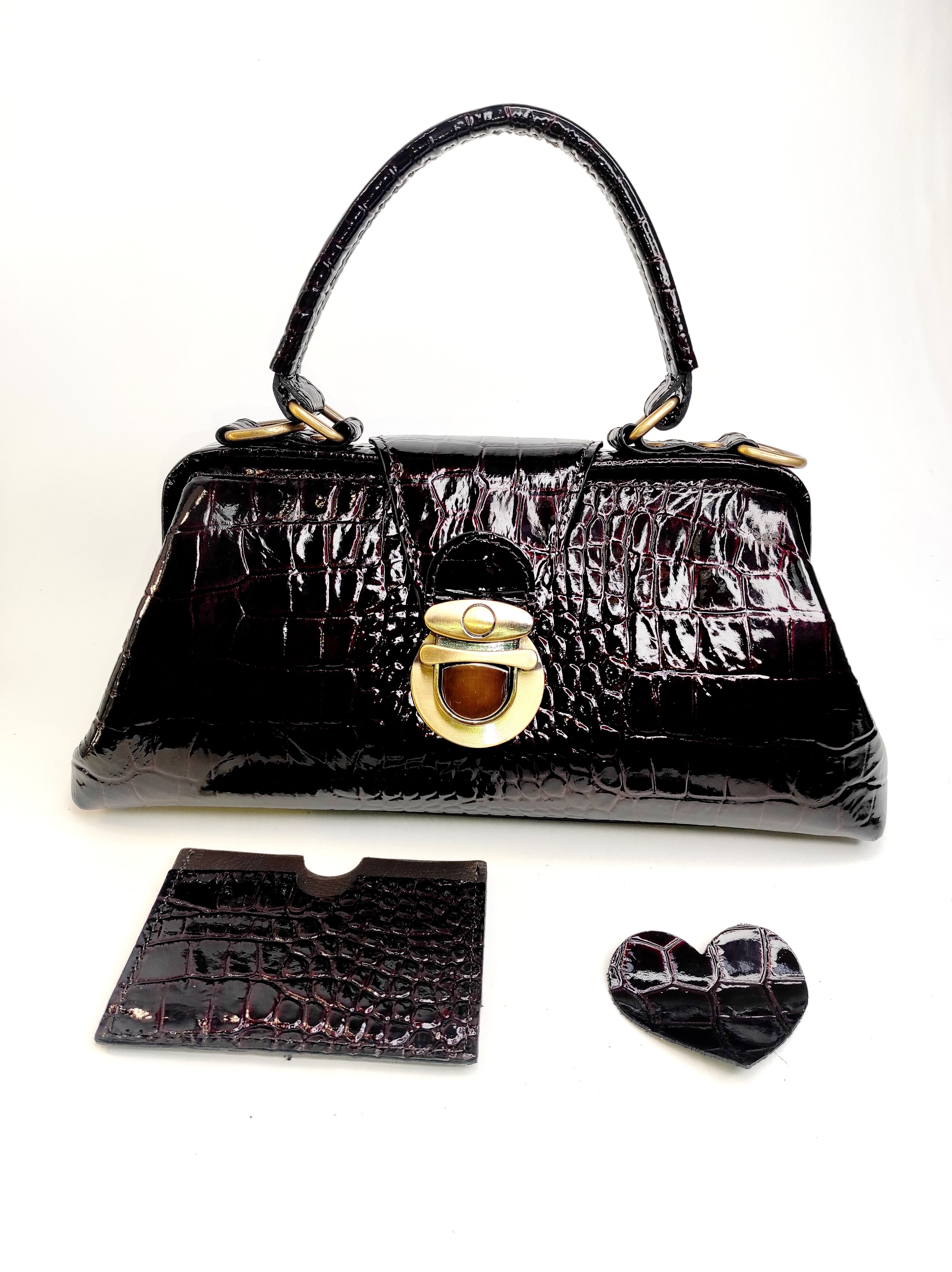 L.Terenty / Саквояж Baguette 23, натуральная кожа, винтаж, женская сумка, сумка на ремне, ручная работа - фотография № 6