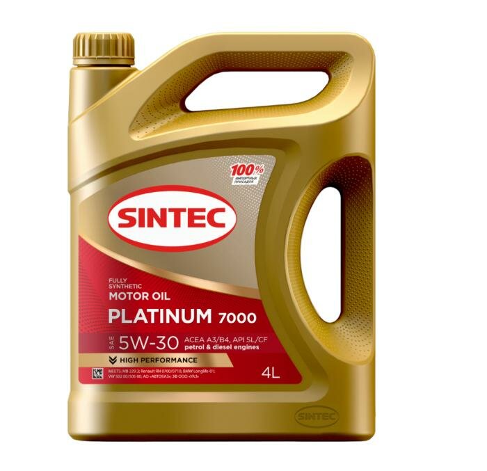 Моторное масло SINTEC Platinum 7000 5W-30 (4л) SIN-5W30-A3B4-4L