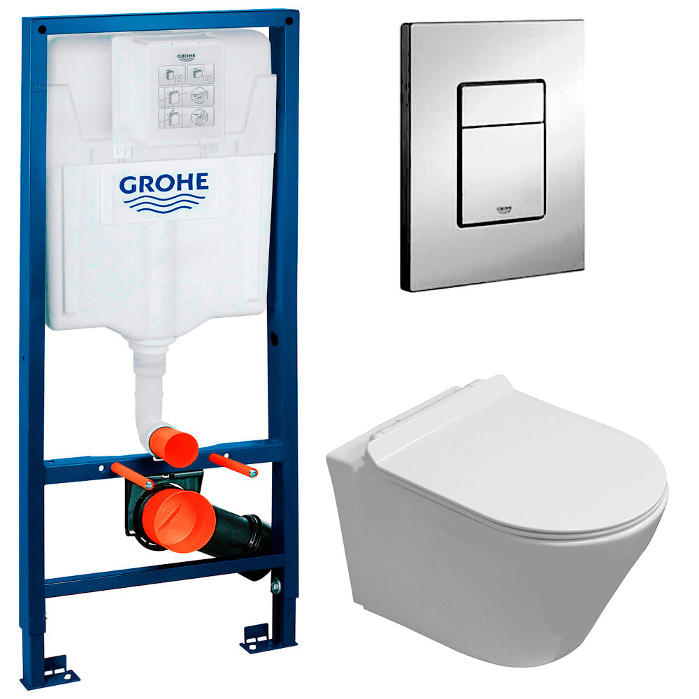 Инсталляция Grohe Rapid SL 38772001 + унитаз Cerutti B-2380-3 безободковый с сиденьем