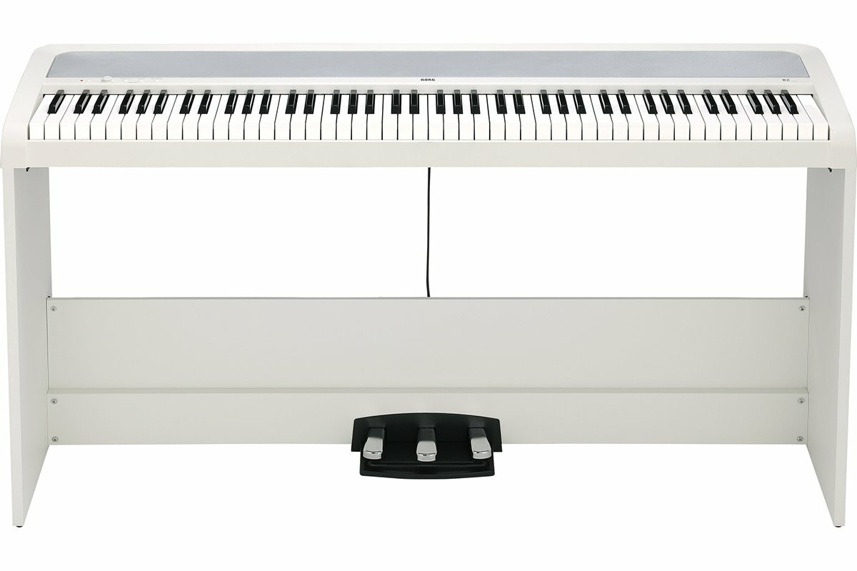 KORG B2SP WH цифровое пианино, взвешенная клавиатура, 12 тембров, педаль, адаптер питания в комплекте, цвет белый, полифония 12