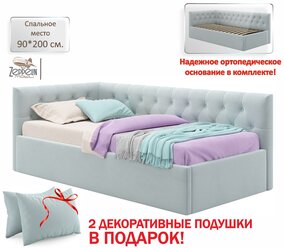 Мягкая кровать-тахта Afelia 900 мята пастель с ортопедическим основанием