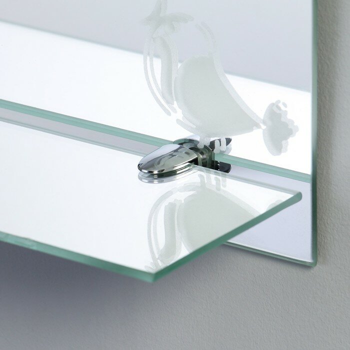 Зеркало «Поющая поночка», с пескоструйной графикой, настенное, с полочкой, 40×60 см - фотография № 3