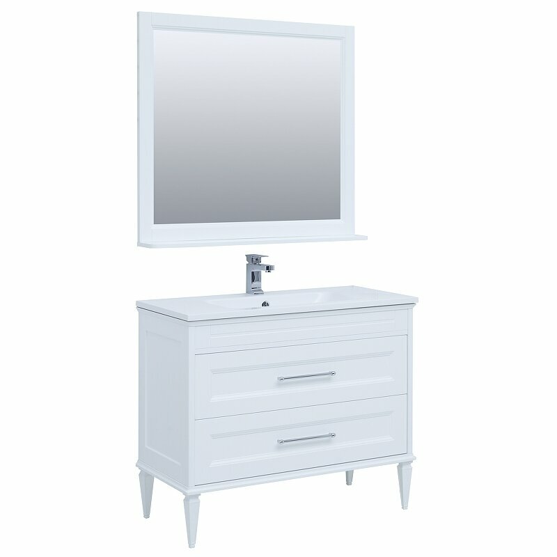 Комплект мебели для ванной Aquanet Бостон M 100 258284 подвесной Белый матовый - фотография № 8