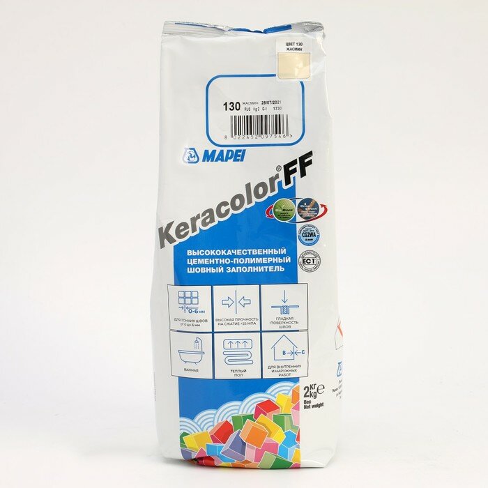 MAPEI Затирка для плитки KERACOLOR FF № 130, жасмин, 2 кг