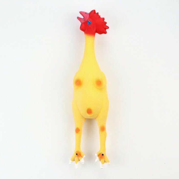 Пижон Игрушка пищащая для собак из латекса "Петух", 41 см, светло-жёлтая/красная - фотография № 2