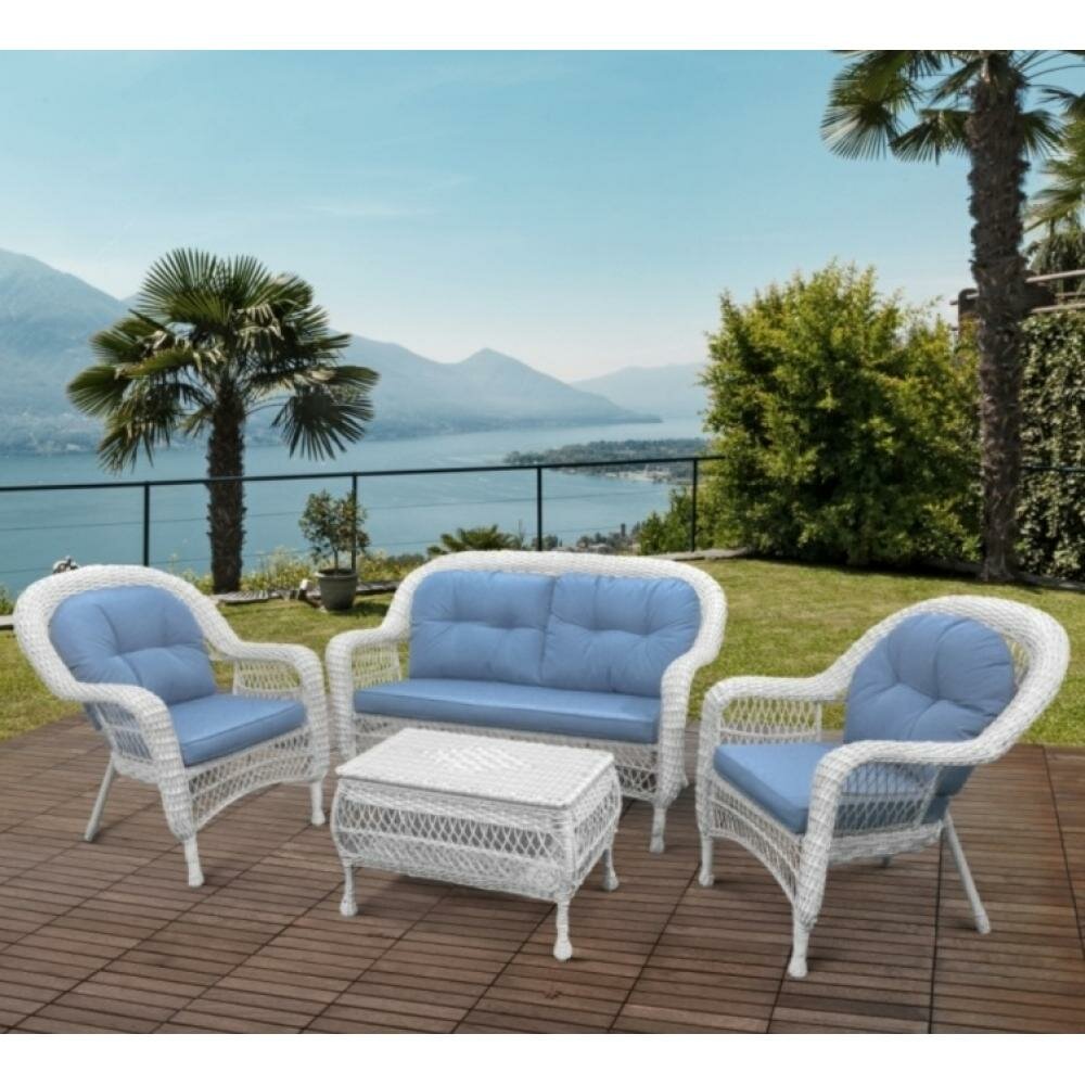 Комплект плетенной мебели Афина LV-520 White/Blue - фотография № 7