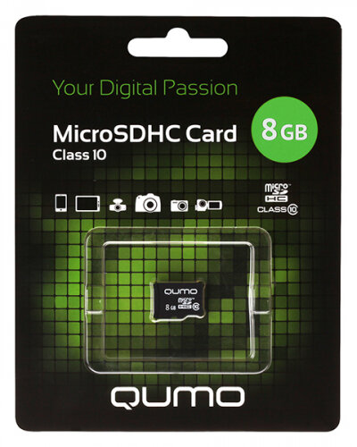 Карта памяти QUMO MicroSDHC 8Gb Сlass 10 (QM8GMICSDHC10NA)