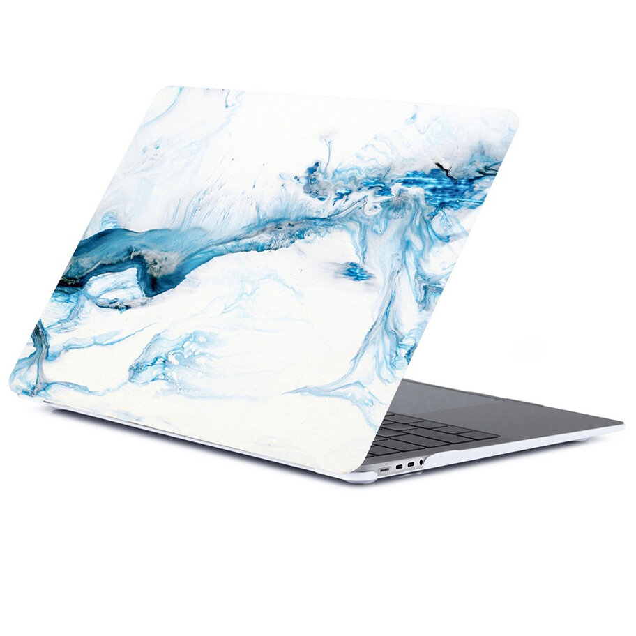 Чехол Gurdini для MacBook Pro 14 (M1) 2021 бело-синий мрамор (Стиль 22)