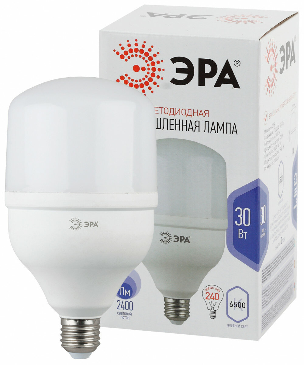 ЭРА Лампа светодиодная E27 30Вт ЭРА LED POWER T100-30W-6500-E27