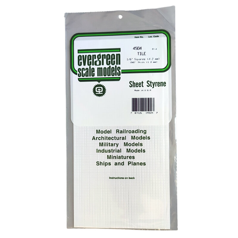 фото Материал для моделирования, пластик, квадратная плитка 4.2х4.2 мм, лист 15х30 см, Evergreen (США)