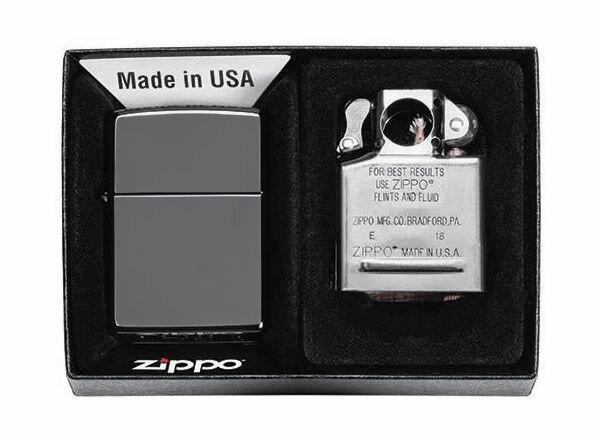 Подарочный набор Zippo: ветроустойчивая зажигалка Black Ice + вставной блок для зажигалок для трубок