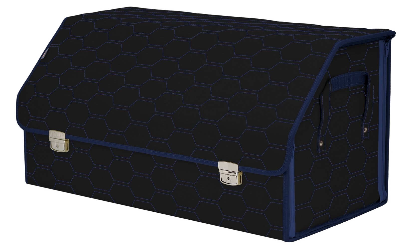Органайзер-саквояж в багажник "Союз Премиум" (размер XL Plus). Цвет: черный с синей прострочкой Соты.