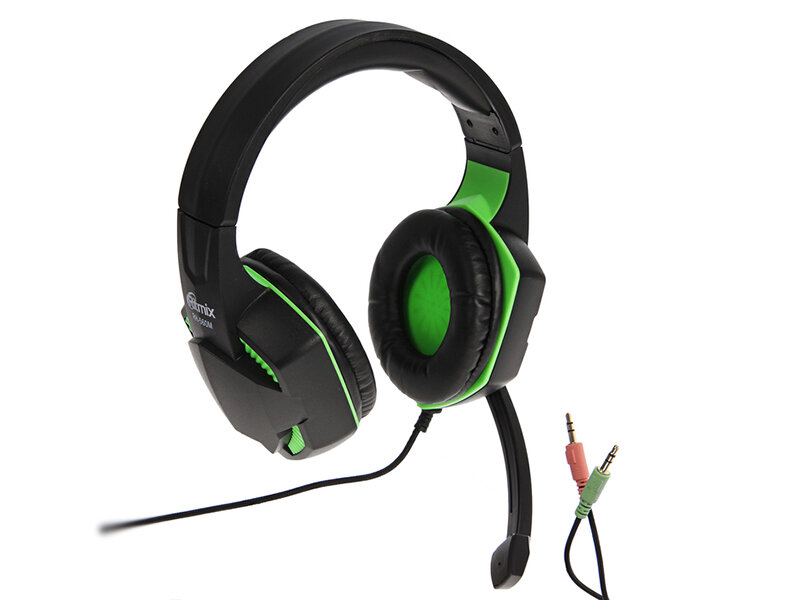 Наушники Ritmix RH-560M Gaming Black-Green