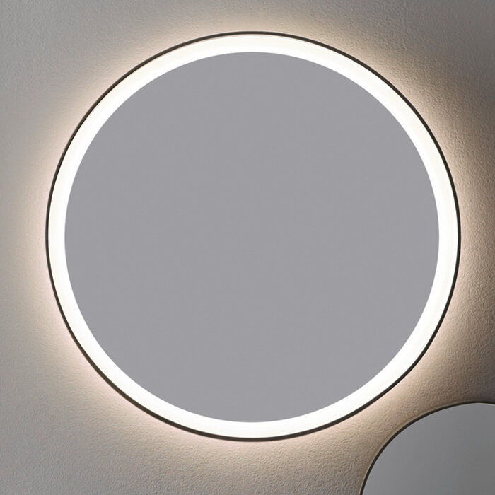 Зеркало для ванной круглое с подсветкой и рамкой пескоструйной обработки до 2 см, размером 700х700 мм