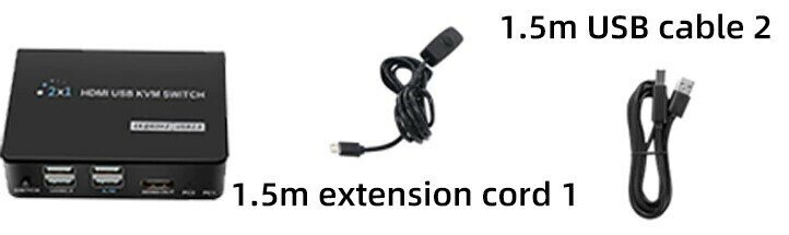 2-портовый HDMI USB KVM-переключатель 8K 60Hz с выносной кнопкой и 2я usb кабелями