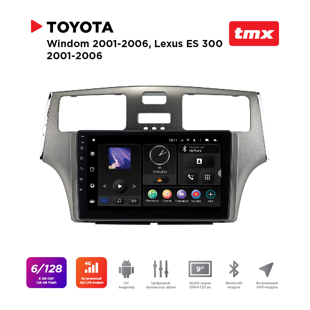 Автомагнитола Toyota Windom 01-06, Lexus ES 300 01-06 (MAXIMUM Incar TMX-2250-6) Android 10/1280*720, BT, wi-fi, DSP, 6-128Gb, 9"