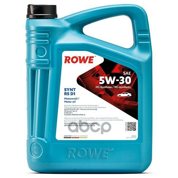 ROWE Rowe Hightec Synt Rs D1 Sae 5W-30 (4L) Масло Моторное