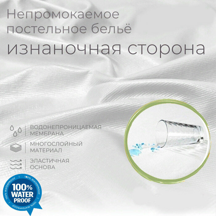 Наматрасник защитный детский 70Х150 Аквастоп высокой плотности 210 г/кв.м, С непромокаемым бортом махровая ткань с водонепроницаемой мембраной, белый - фотография № 3