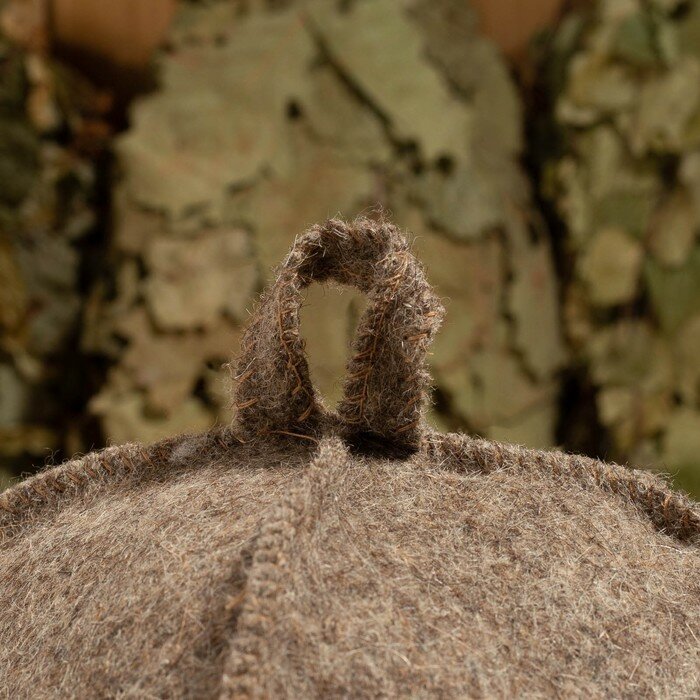 Шапка для бани из овчины "Войлочная" скорняжный шов, покрытая войлоком - фотография № 5