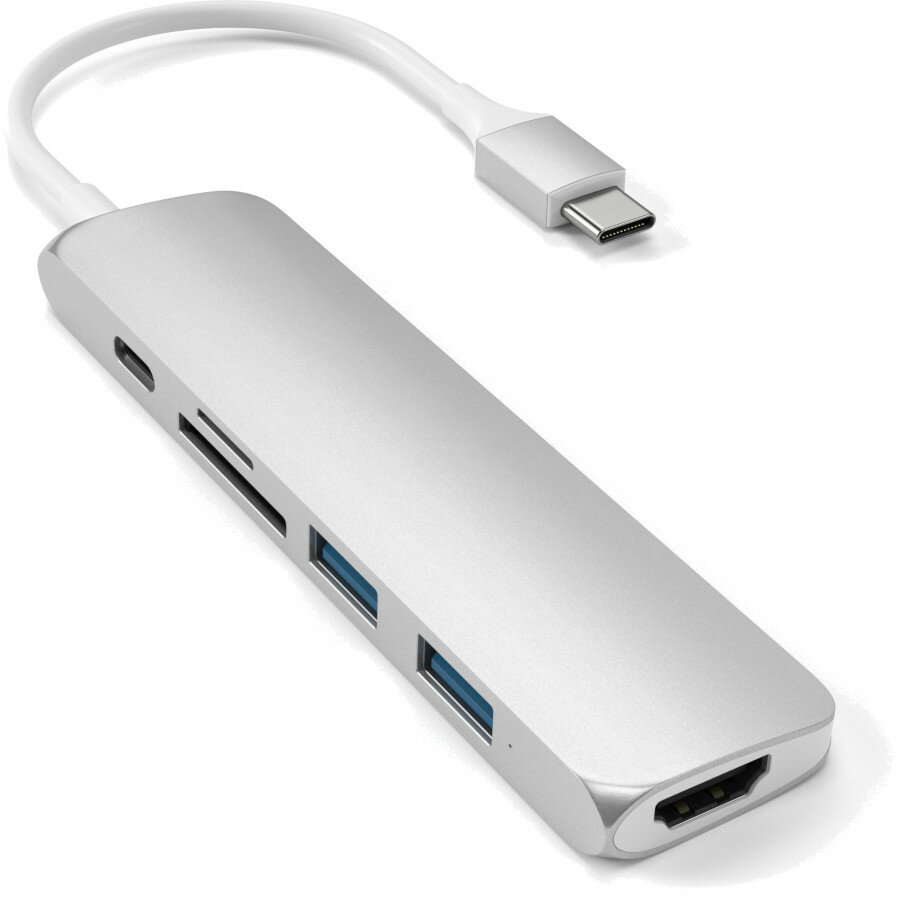 Переходник Satechi Slim Aluminum Type-C Multi-Port Adapter V2 серебристый (ST-SCMA2S)