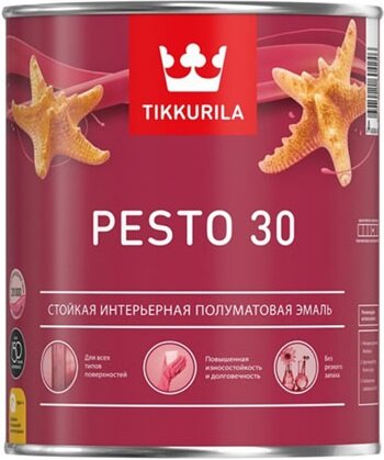 Эмаль Универсальная Tikkurila Euro Pesto 30 0.9л Полуматовая, Алкидная / Тиккурила Евро Песто 30.