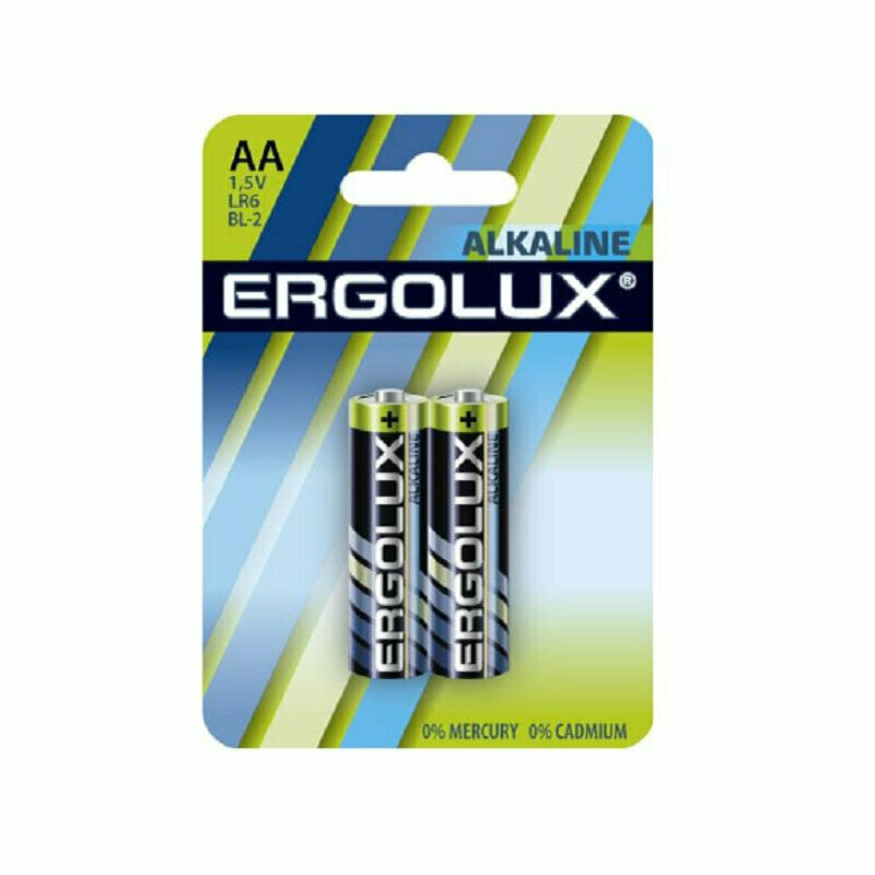 Батарейки Ergolux AA/LR 6 Alkaline BL-2 (LR 6 BL-2 1.5В)(2 шт в уп.)