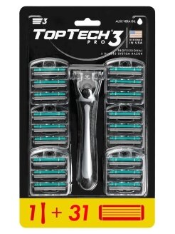 Сменное лезвие "TopTech Razor", (США)+ станок и пена для бритья "Арко" 300 мл в подарок