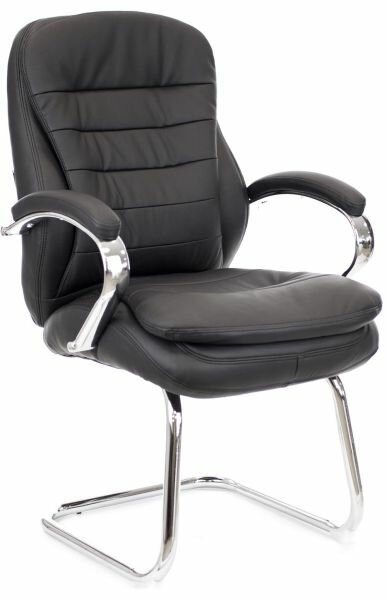 Офисное кресло для посетителелей Everprof Valencia CF экокожа анатомическая форма, поясничная поддержка, каркас немонолитный черный