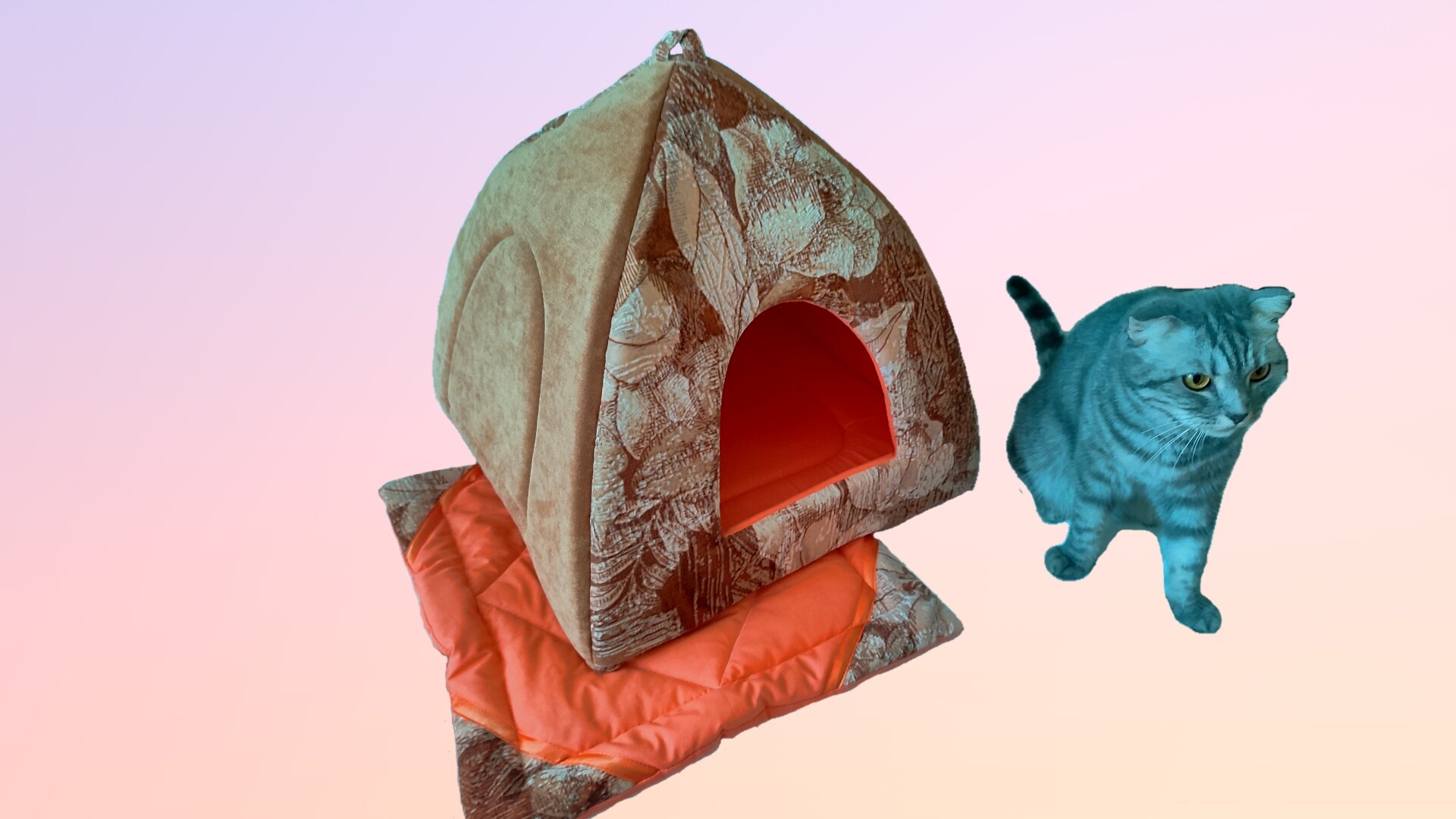 Домик для собак и кошек, PetPalace "треугольник", оранжевый 45*45 см - фотография № 3