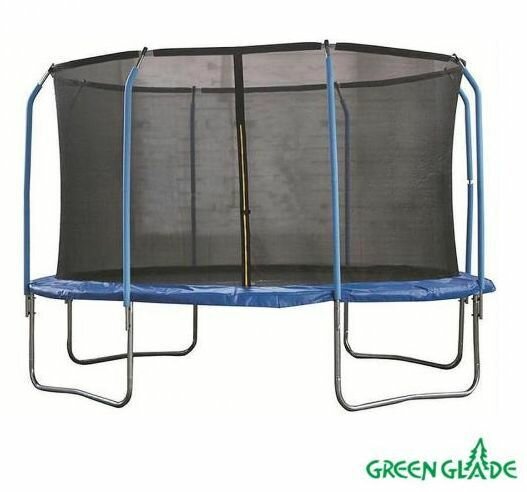 Батут GREEN GLADE B122 12-футовый, 4 ножки, 4 стойки, синий/черный