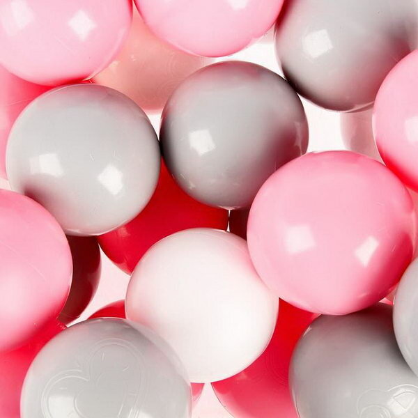 Шарики для сухого бассейна с рисунком, диаметр шара 7.5 см, набор 150 штук, цвет розовый, белый, серый - фотография № 2