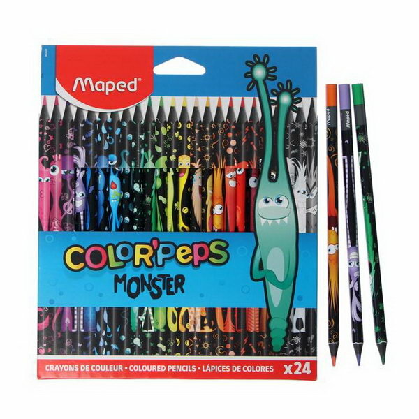 Цветные карандаши 24 цвета Color'Peps Black Monster, пластиковые