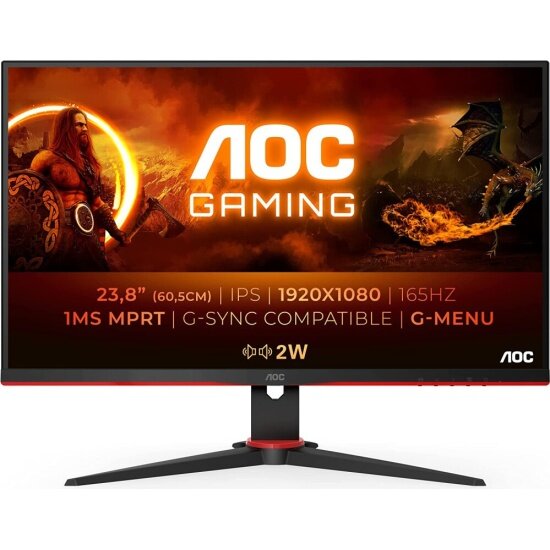 Монитор AOC 24G2SPU 23.8" FHD IPS 165Hz Black-Red