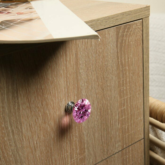 Ручка кнопка CAPPIO, цвет розовый "Алмаз", стеклянная, d=30 мм - фотография № 9