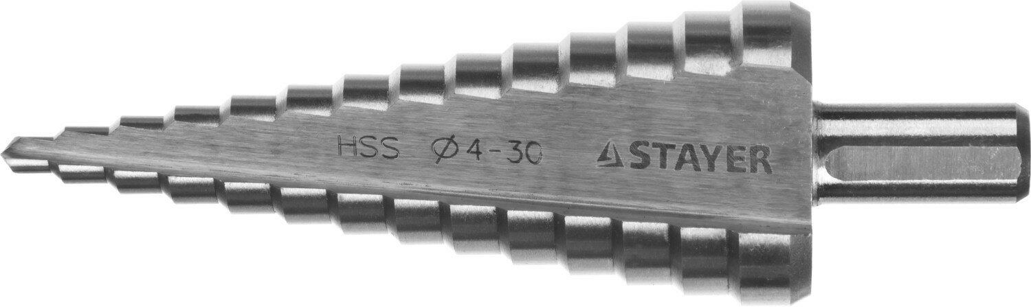 Сверло ступенчатое по металлу 4-30мм 14 ступ HSS STAYER 29660-4-30-14