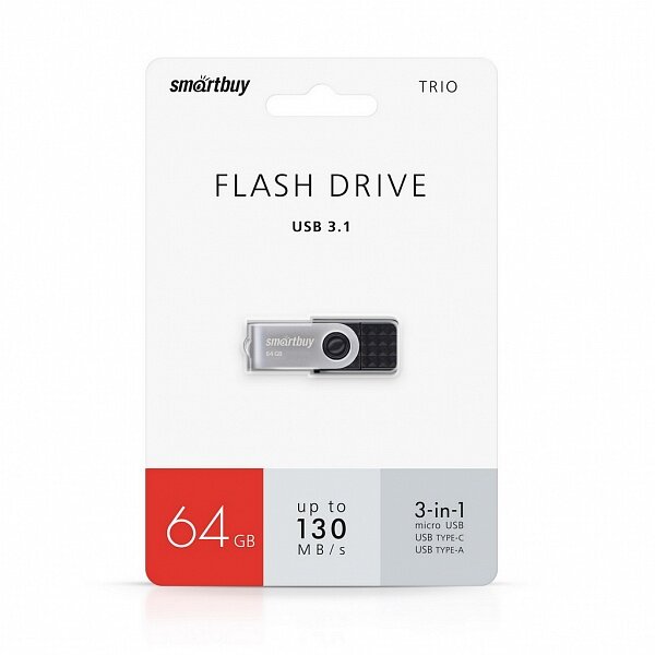 Флешка SmartBuy 64Gb Trio USB 3.1