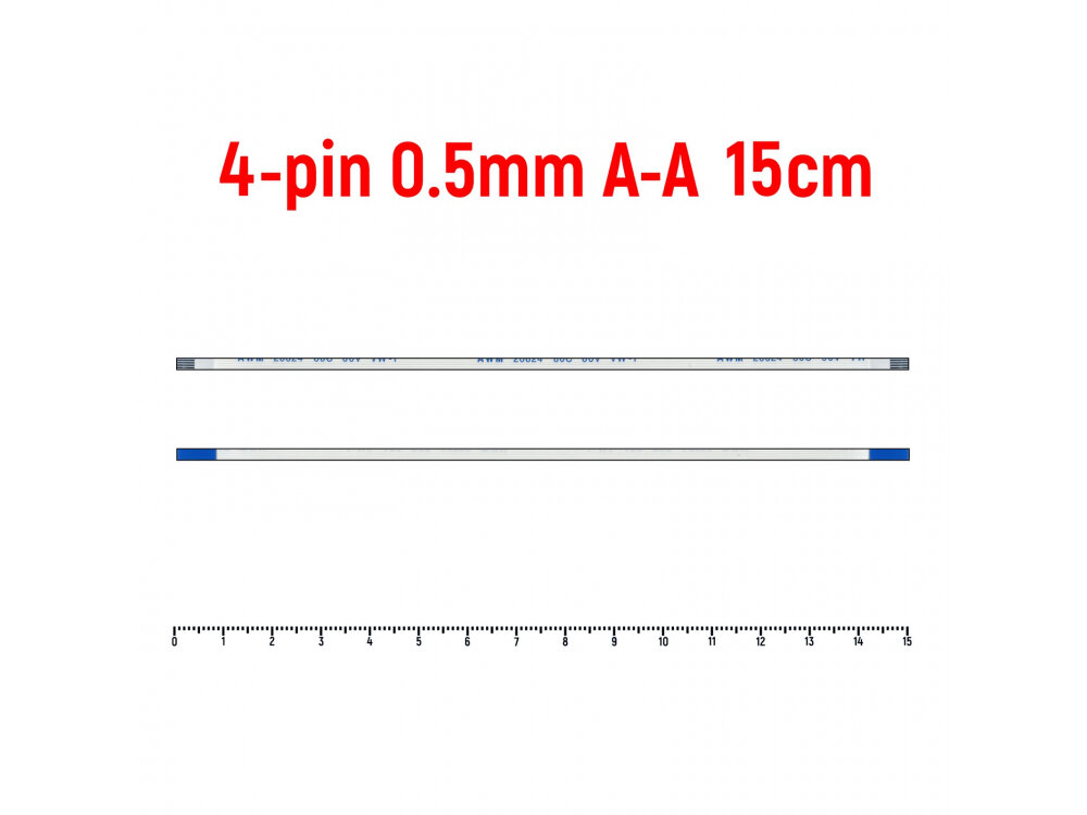 Шлейф FFC 4-pin Шаг 0.5mm Длина 15cm Прямой A-A AWM 20624 80C 60V VW-1