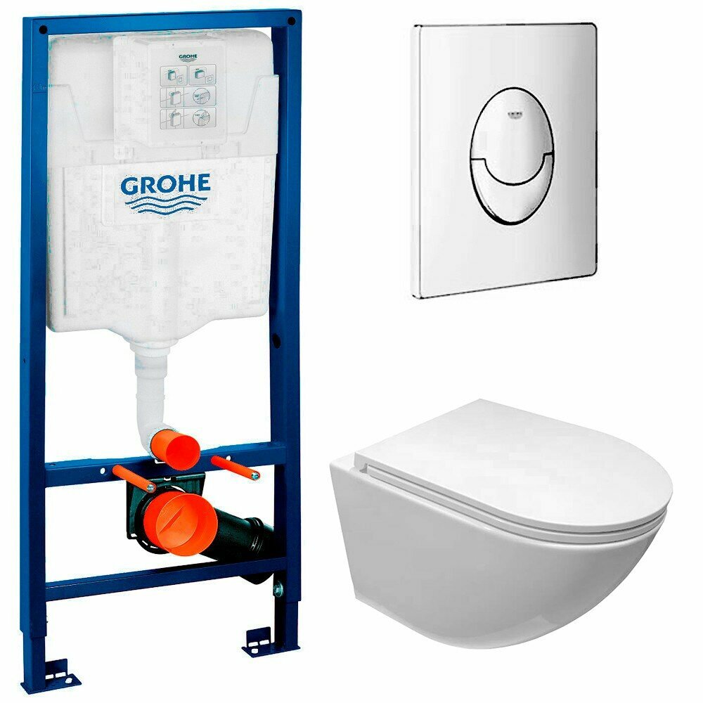 Инсталляция Grohe Rapid SL 38721001 + унитаз Cerutti Sella aria B-2376-3 безободковый с сиденьем