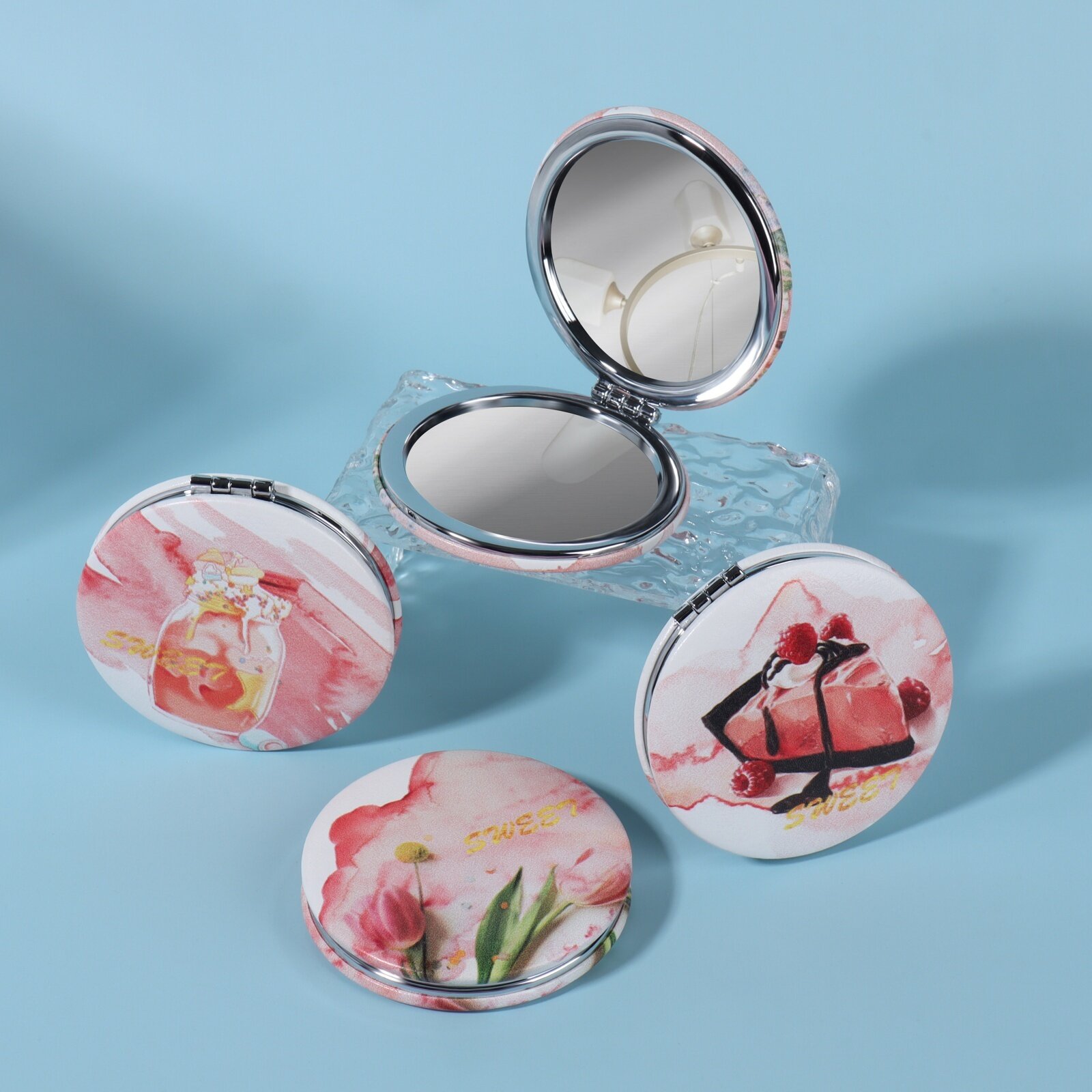 фото Зеркало складное «BEAUTY», с увеличением, d 7 см, рисунок микс 1шт.