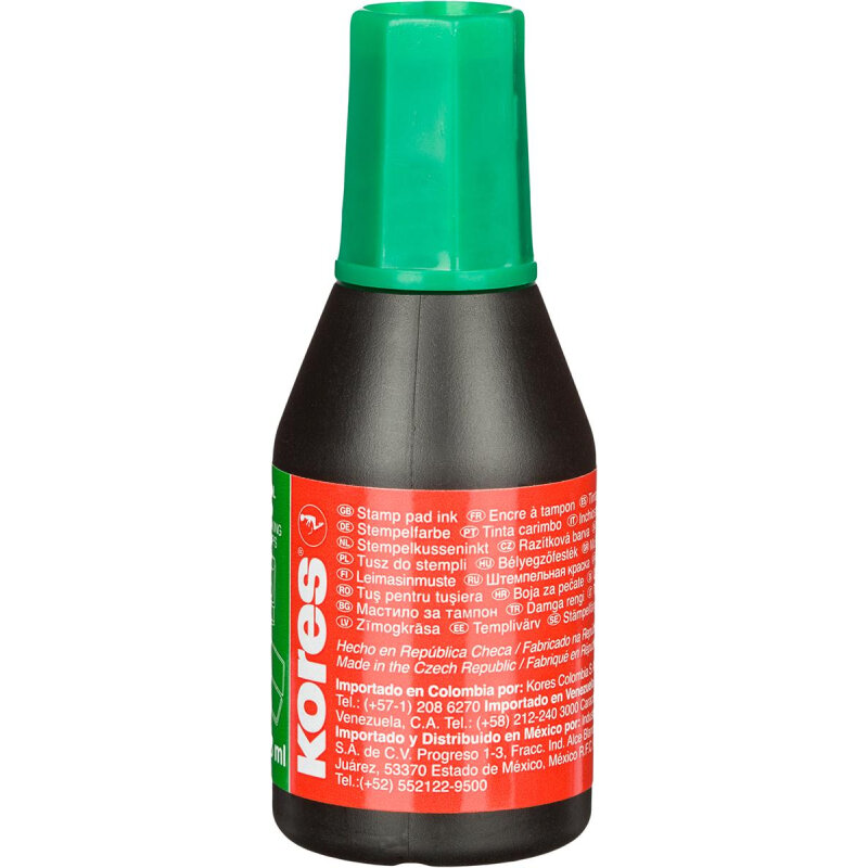 фото Краска штемпельная KORES зеленая 71318, 2 штуки