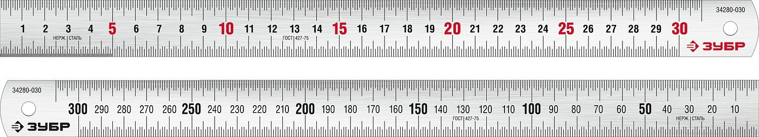 ЗУБР Про-30, длина 0,30 м, Усиленная нержавеющая линейка (34280-030) - фотография № 1