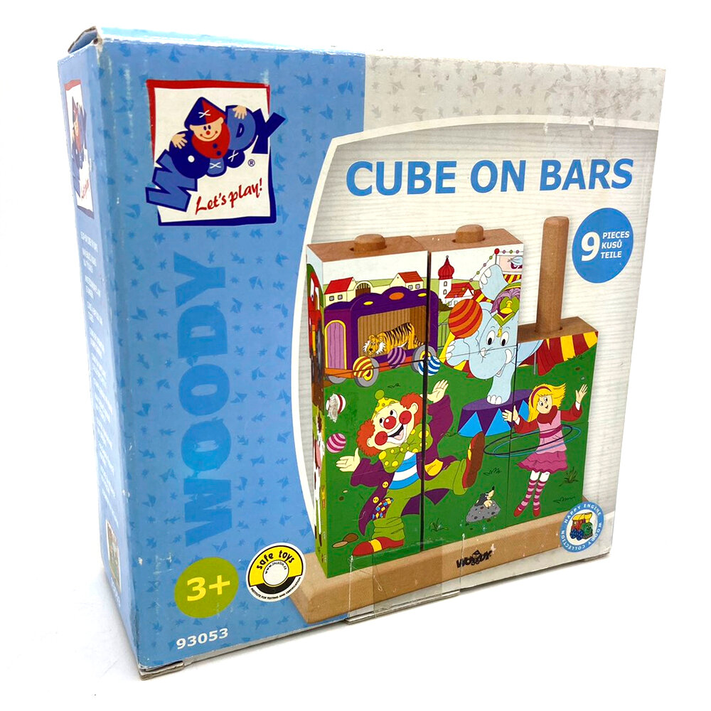 Детские кубики Woody Cube on Bars (9 кубиков) "Цирк" 93053