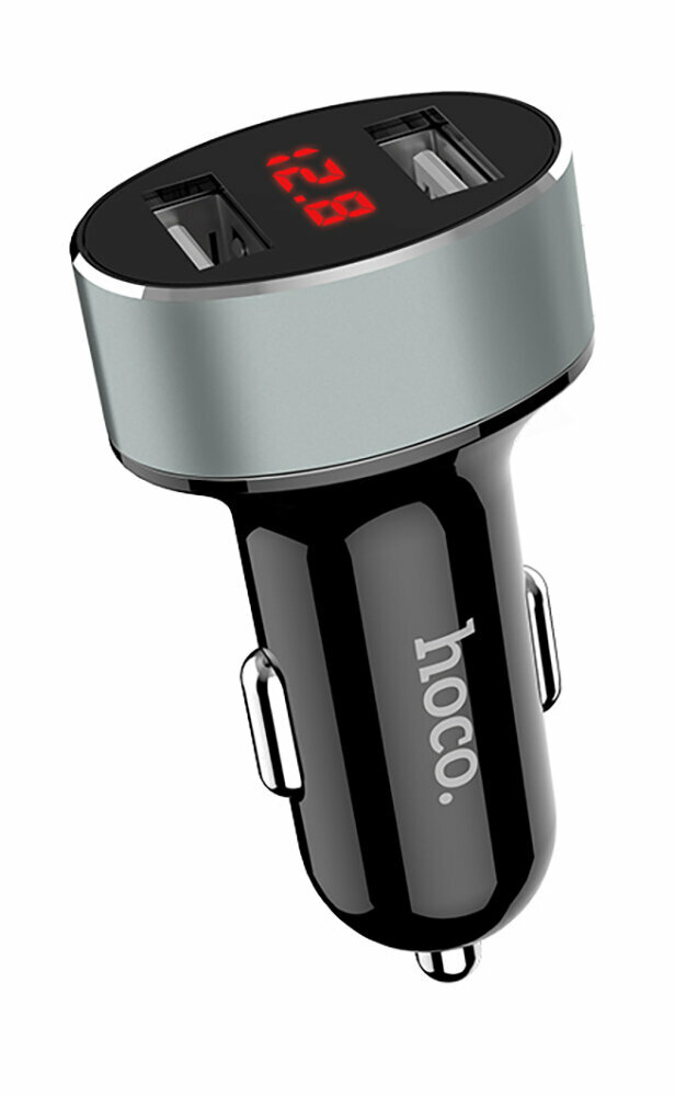 Автомобильное зарядное устройство с дисплеем Hoco Z26 high praise dual port car charger with digital display black