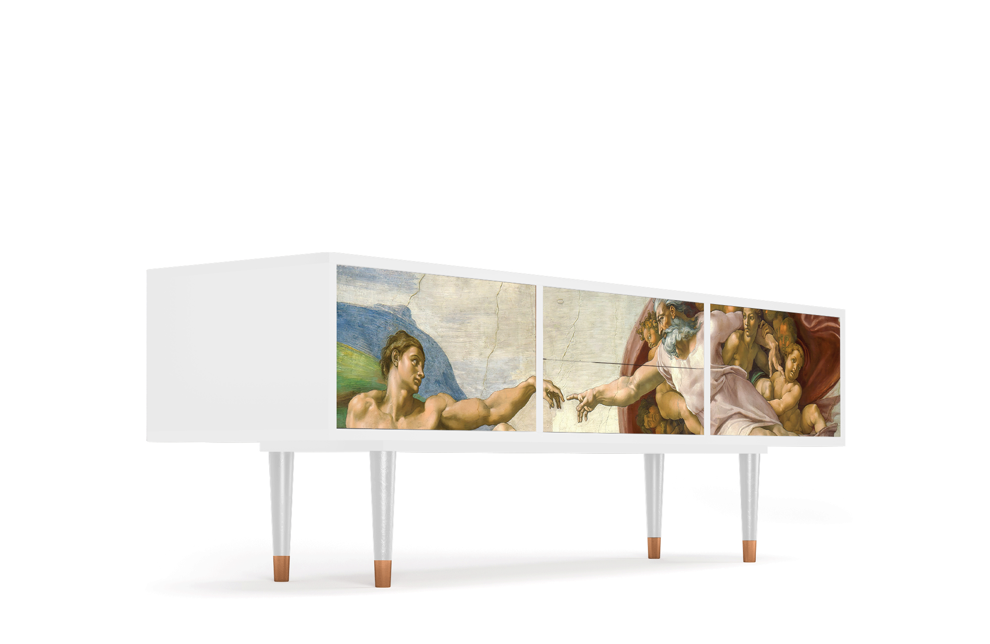 ТВ-Тумба - STORYZ - T4 The Creation of Adam by Michelangelo, 170 x 59 x 48 см, Белый - фотография № 4