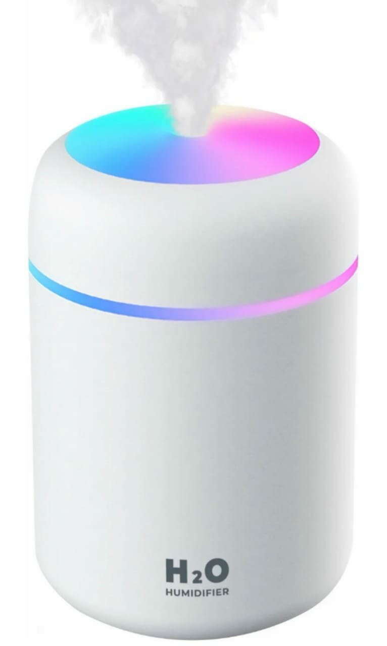 Увлажнитель воздуха, портативный увлажнитель с LED подсветкой, увлажнитель H2O. 300мл, белого цвета - фотография № 12