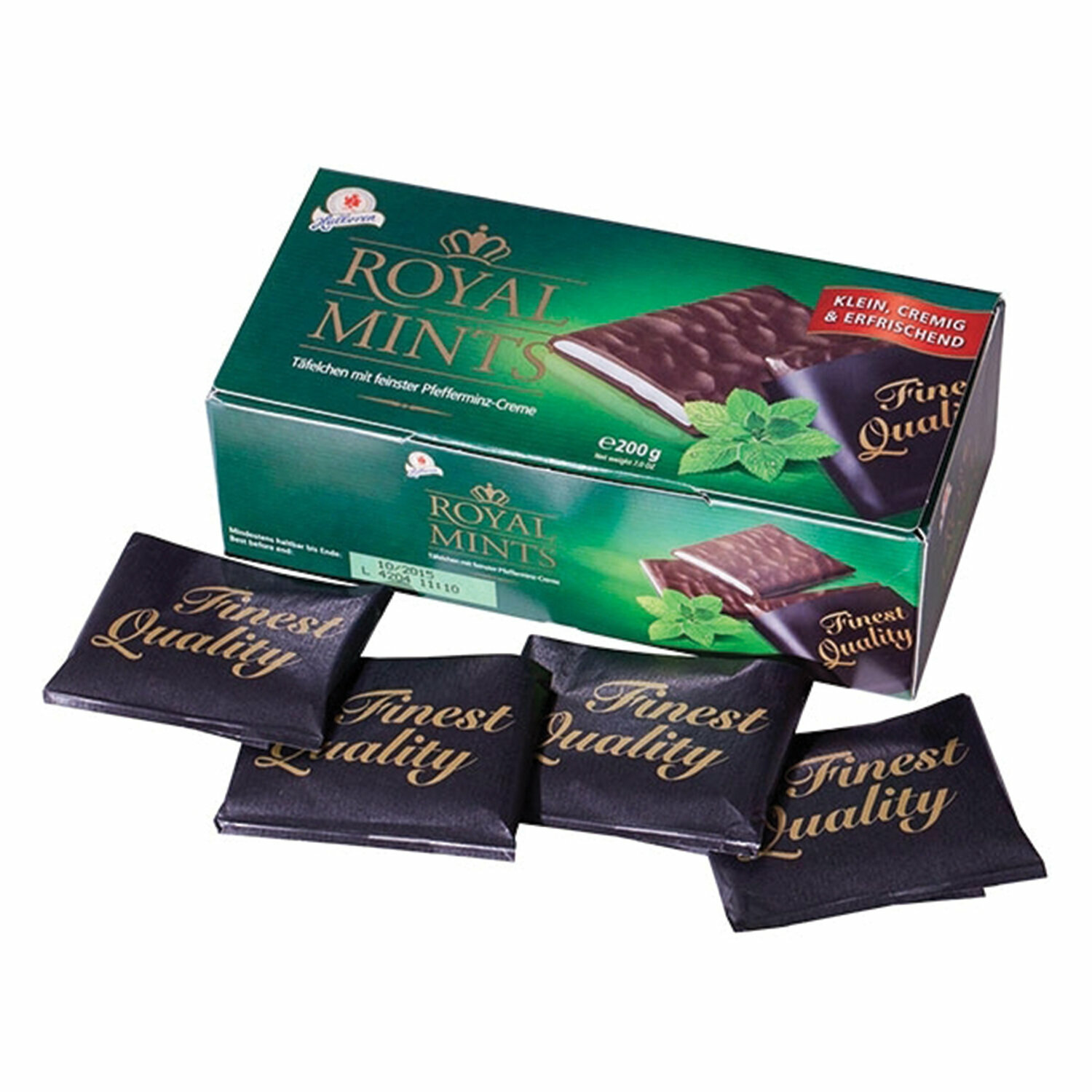 Шоколад порционный HALLOREN "Royal Mints" с мятной начинкой, 200 г, картонная коробка, 40659 - фотография № 1