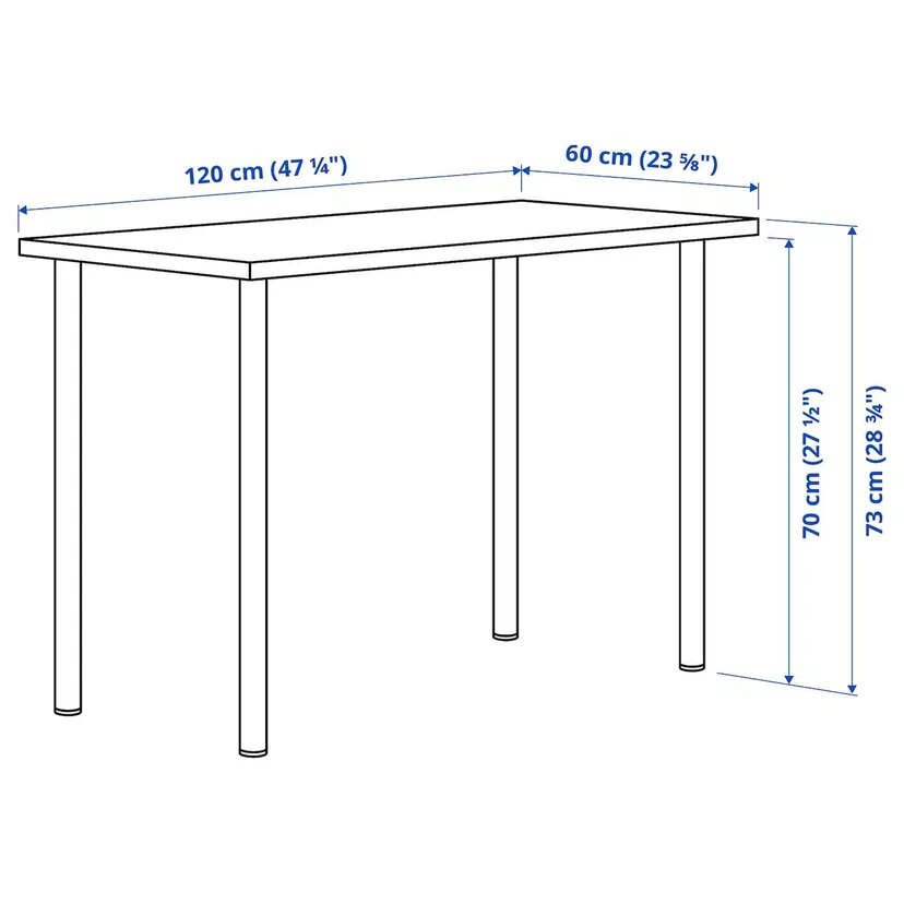 Письменный стол IKEA LAGKAPTEN / ADELS 120x60 см 994.171.70 Белый
