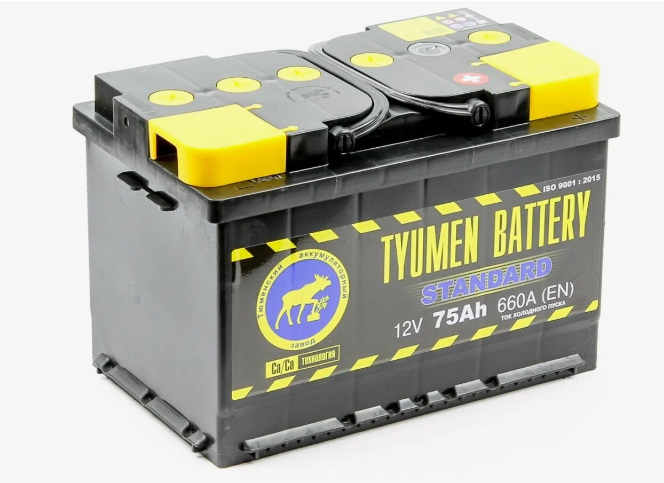 Аккумулятор автомобильный TYUMEN BATTERY STANDARD 6СТ-75 обр. 278x175x190