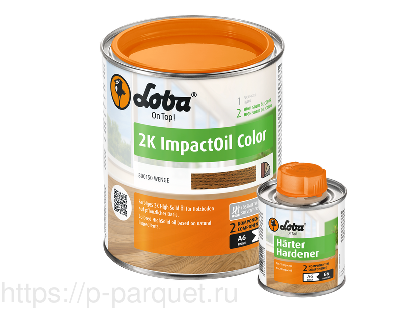 Двухкомпонентное цветное масло для паркета Loba HS 2K Impact Oil Color венге 750мл
